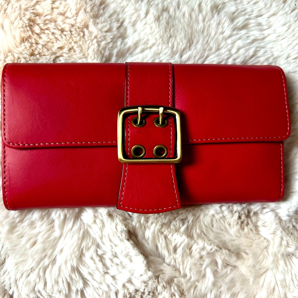 Franklin Covey Red Leather Long Wallet